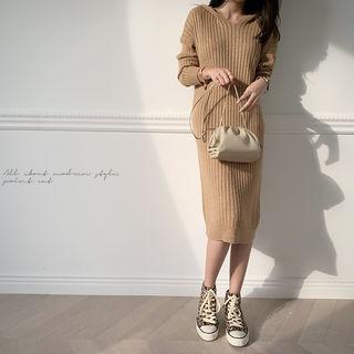 Rib-knit Hoodie Dress