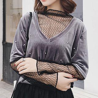 Embellished Mock Two-piece Long-sleeve T-shirt
