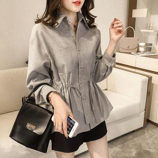 Plain Drawstring-waist Shirt