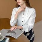 Contrast-buttoned Blouse