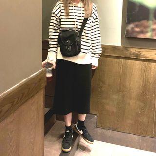Striped Knit Top / A-line Skirt