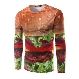 Hamburger Print Long Sleeve T-shirt