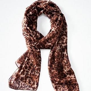 Leopard-print Chiffon Scarf