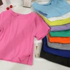 Side-slit Short-sleeve Crop T-shirt In 10 Colors