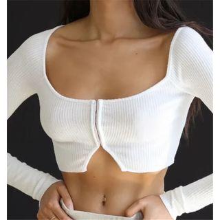 Plain Hook Long Sleeve Top