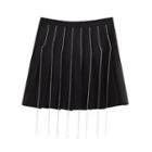 Rhinestone Chain Pleated Mini A-line Skirt