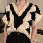 Jacquard Sweater Vest Black & White - One Size