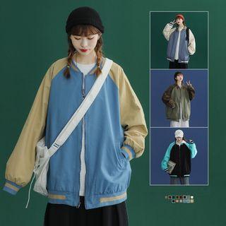 Raglan Sleeve Zip Baseball Jacket