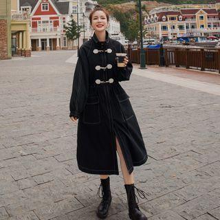 Toggle Lapel Drawstring Trench Jacket