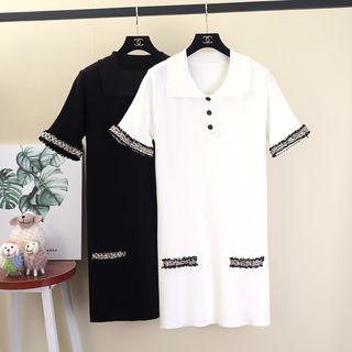Fringe Short-sleeve Polo Dress