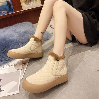 Fluffy-lined Quilted Short Boots