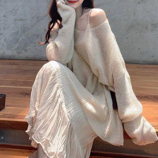Knit Sweater / Chiffon Spaghetti-strap Dress