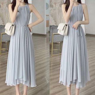 Sleeveless Asymmetrical Midi Smock Dress