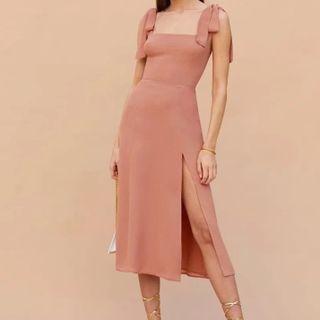 Tie-strap Slit Midi A-line Dress