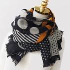 Dotted & Striped Fringed Scarf