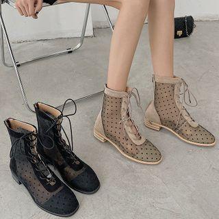 Dotted Mesh Short Boots