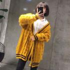 Embroidered Long Cardigan Yellow - One Size