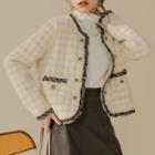 Check Tweed Button Coat
