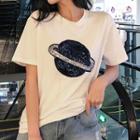 Short Sleeve Planet Sequined T-shirt