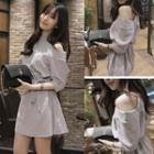 Cutaway-shoulder Tie-waist A-line Dress