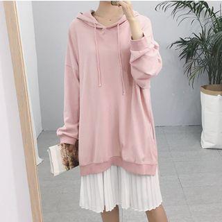 Slit Side Long Hoodie / Pleated Tank Dress