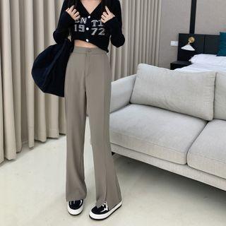 Mid Waist Slit Bootcut Pants