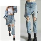 Fray Mock Two-piece Jeans