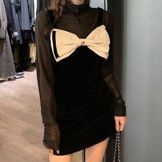 Bow Velvet Slipdress / Long-sleeve T-shirt