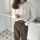Long-sleeve Cable Knit Top White - One Size