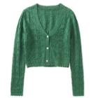 Button-up Pointelle Knit Cardigan
