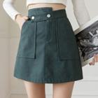 High-waist Irregular Faux Leather A-line Skirt