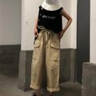 Letter Tank Top / Wide-leg Cargo Pants