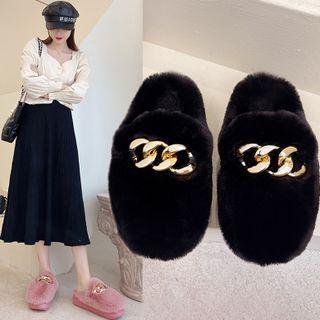 Chain Fluffy Platform Mules