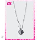 Pearl-strap Heart Necklace Silver - One Size