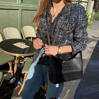 Fringed Zipped Tweed Jacket