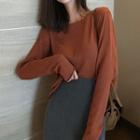 Plain Knitted Loose-fit Top