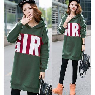 Lettering Panel Hoodie Dress
