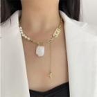 Freshwater Pearl Pendant Alloy Choker 1 Piece - Gold - One Size