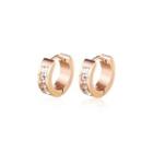 Fashion Simple Plated Rose Gold Geometric Round Cubic Zirconia 316l Stainless Steel Stud Earrings Rose Gold - One Size