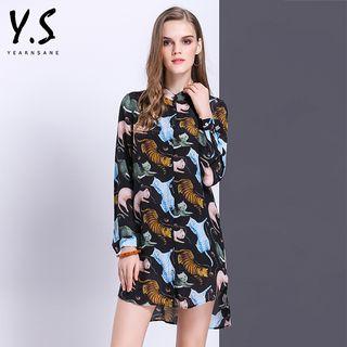Cat Print Shirtdress