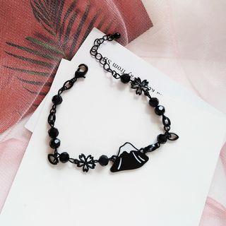 Alloy Mountain & Flower Bracelet Black - One Size