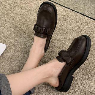 Block Heel Ruffle Trim Loafers