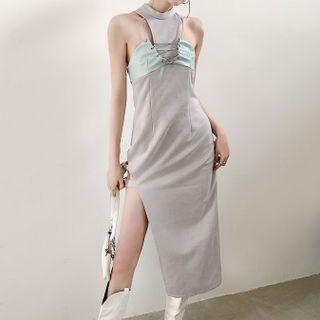 Sleeveless Two Tone Midi Dress