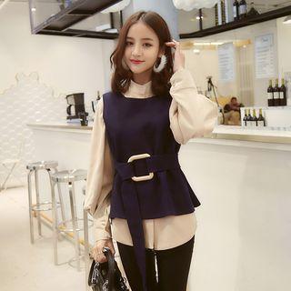 Set: Vest + Balloon Sleeve Blouse