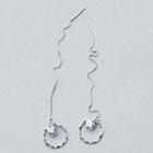 Sterling Silver Rhinestone Hoop Threader Earring 1 Pair - Silver - One Size