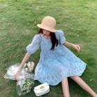Lantern-sleeved Chiffon Dress