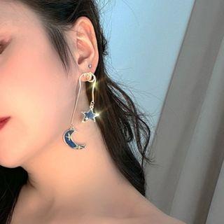 Alloy Moon & Star Dangle Earring 1 Pair - One Size