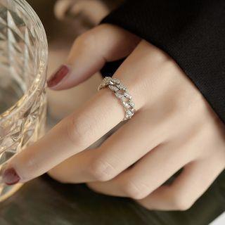 Rhinestone Ring 1 Pc - Silver - One Size