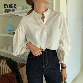 Ruffled Henley Blouse