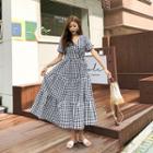 Tiered Long Gingham Dress